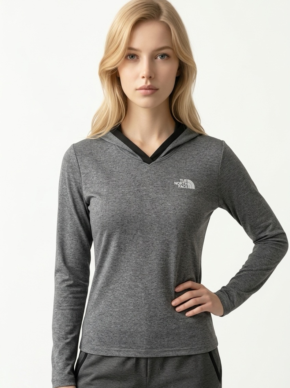 THE NORTH FACE | FlashDry Gray Hooded Long Sleeve Athletic Top Women’s Size L